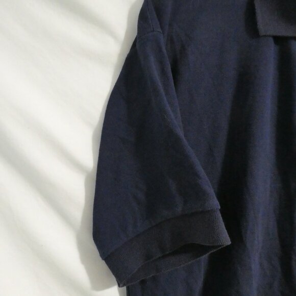 GLOBAL | large | Men's Navy Polo Short Sleeve Vintage Shirt | Made In Canada - Picture 3 of 13